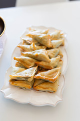Greek spinach pastries on plate