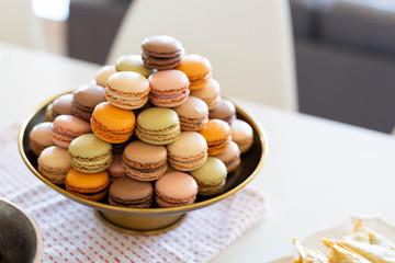 Assorted Macarons on Kitchen Island