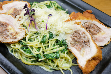 Chicken dish on a restaurant table