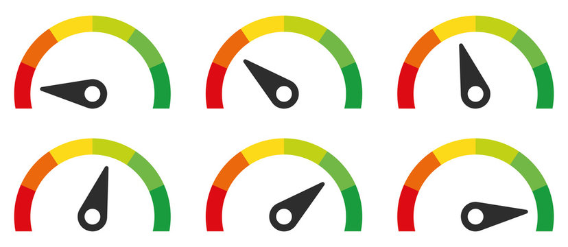 Colour speedometer set. Vector illustration