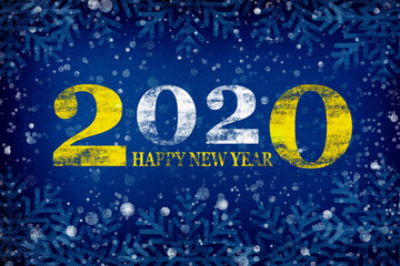 2020 Happy New Year background, card, banner, flyer. Banner of 2020 New year with snow