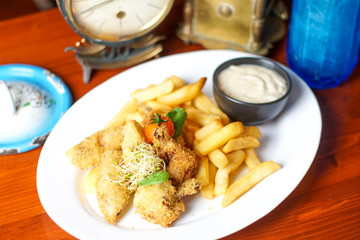 Chicken dish on a restaurant table