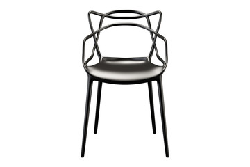 Black plastic mid-century chair with curved backrest. 3d render
