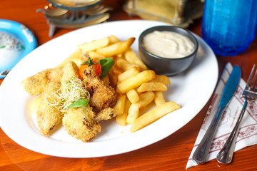 Chicken dish on a restaurant table