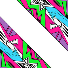 Graffiti drawing style, abstract geometric futuristic bright background
