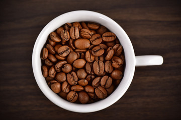 Coffee beans on cup