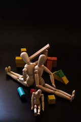 Mannequins and architectural game pieces