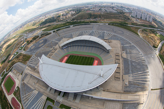 Istanbul, Turkey - June 10, 2013; Aerial View Of Istanbul Olympic Stadium (Ataturk Olympic Stadium). Shooting From The Helicopter.