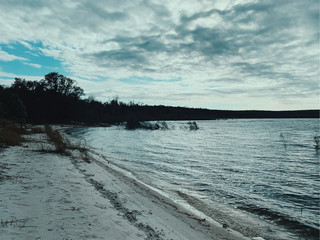 Beach by the Lake on a cloudy day