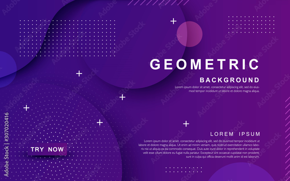Poster purple color geometric background. dynamic textured geometric element design with dots decoration.