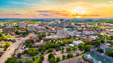 Knoxville, Tennessee, USA Downtown Skyline Aerial - obrazy, fototapety, plakaty