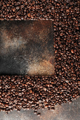 Black coffee beans studio shot.