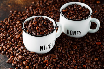 Black coffee beans studio shot.