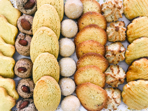 Overhead View Of Cookies On Plate