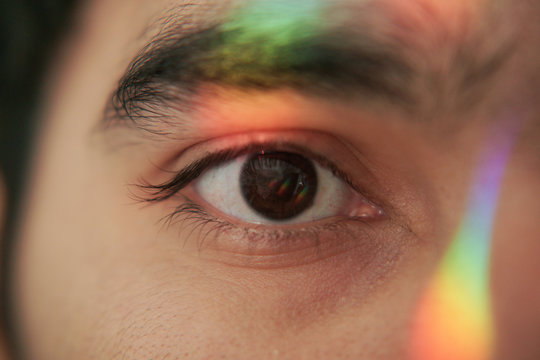 Close-up of sunlight on a man's face