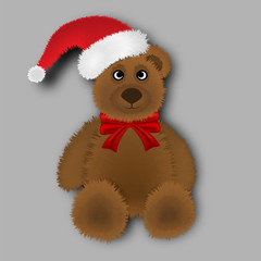 Realistic toy teddy Bear new year and christmas object isolated on background. Vector illustration eps 10.