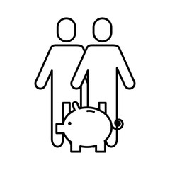 team work avatars with piggy savings