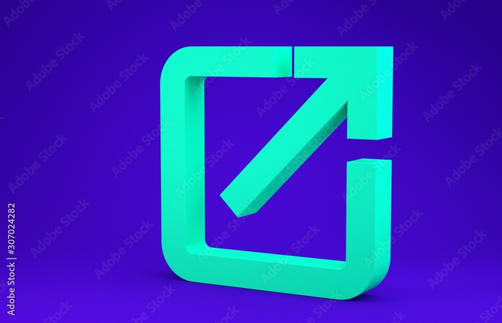 Poster green open in new window icon isolated on blue background. open another tab button sign. browser fra
