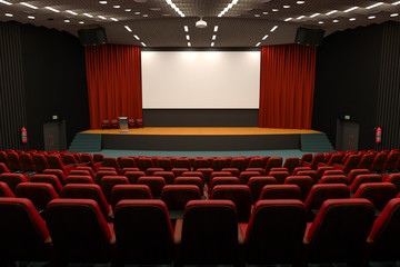 auditorium cinema room scene - obrazy, fototapety, plakaty