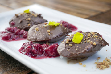 Dessert on a restaurant table