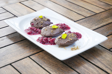 Dessert on a restaurant table