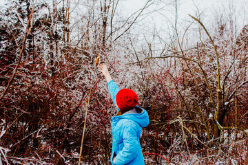 girl in winter forest