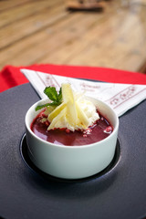 Dessert on a restaurant table