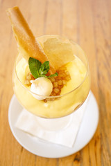 Dessert on a restaurant table