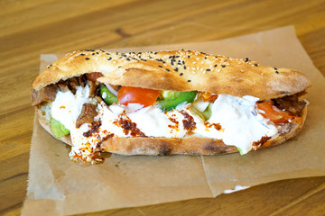 Fast food on a restaurant table