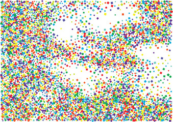 Festive color square confetti background. Abstract frame confetti texture for holiday, postcard, poster, website, carnival, birthday, children's parties. Cover confetti mock-up. Wedding card layout