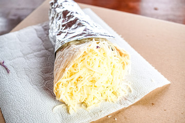 Fast food on a restaurant table