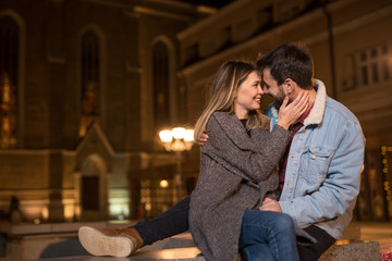 close up of a young couple enjoying time together in the evening