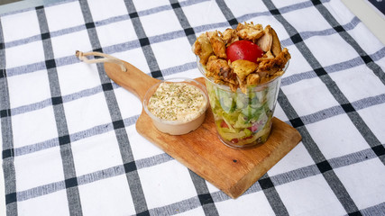 Fast food on a restaurant table