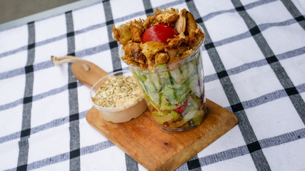 Fast food on a restaurant table