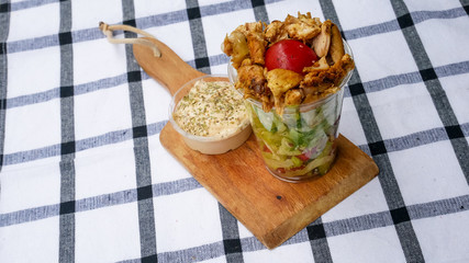 Fast food on a restaurant table