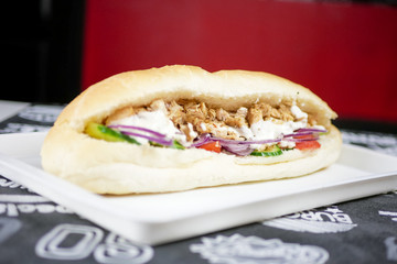 Fast food on a restaurant table