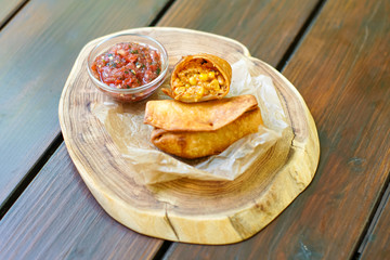 Fast food on a restaurant table