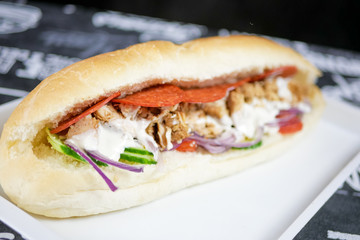 Fast food on a restaurant table