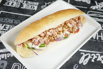 Fast food on a restaurant table