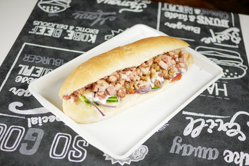 Fast food on a restaurant table