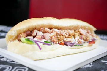 Fast food on a restaurant table