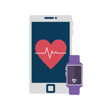 smartwatch sport with smartphone isolated icon vector illustration design