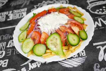 Fast food on a restaurant table