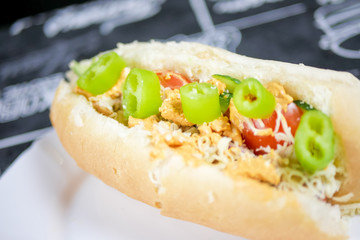 Fast food on a restaurant table