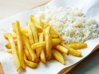 French fries on a restaurant table