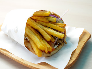 Gyros on a restaurant table
