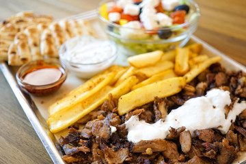 Gyros on a restaurant table
