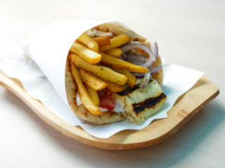 Gyros on a restaurant table