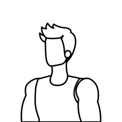 young man athlete line style icon vector illustration design