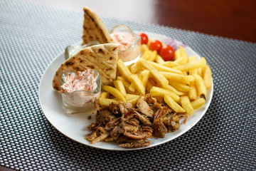 Gyros on a restaurant table